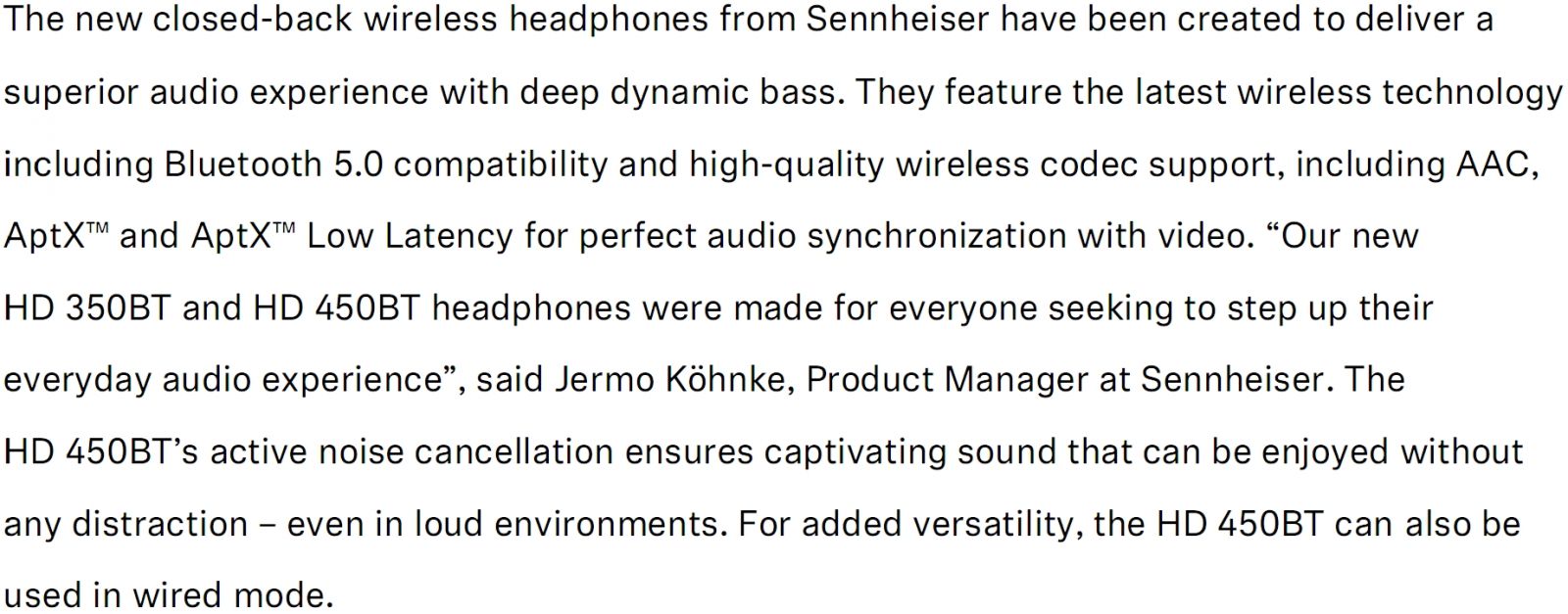 אוזניות אלחוטיות בלוטוס סנהייזר SENNHEISER HD 340BT HD 450BT